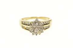 10K Yellow Gold Pear Diamond Cluster Classic Statement Ring