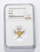 MS64 1868 1/4 Dollar Territorial Gold Round Indian Head - Graded NGC