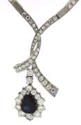 Must Have 2.25ct Pear Sapphire w Diamond Necklace
