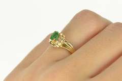 14K Yellow Gold Oval Emerald Diamond Bypass Engagement Ring