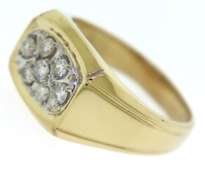 Gent's Cluster Yellow Gold Diamond Ring