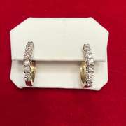 LADIES 14K GOLD DIAMOND LOOP EARRINGS