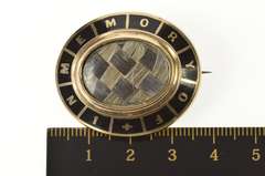 Gold Filled Victorian In Memory Woven Hair Mourning Photo Pin/Brooch