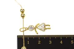 14K Yellow Gold Box Chain Beaded Birthstone Baby Girl CZ Pendant