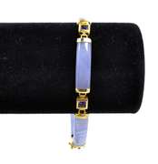 Gold Over Sterling Silver Purple Jade Bracelet With Crystal Links