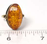 Sterling Silver Vermeil Amber Ring