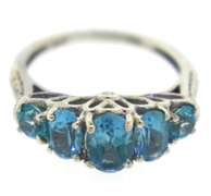 Sterling Silver Opal And Pink Saphires Ring