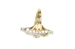 10K Yellow Gold Diamond Encrusted Freeform Statement Cluster Ring