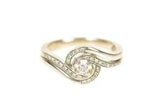 10K White Gold Round Diamond Wavy Bypass Engagement Ring