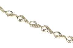 10K White Gold 1.00 Ctw Diamond Encrusted Wavy Link Tennis Bracelet