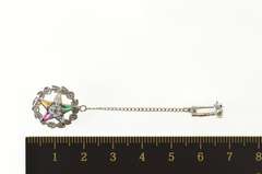10K White Gold Order of the Eastern Star Spinel Chain Lapel Pin/Brooch