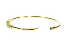 14K Yellow Gold 0.74 Ctw Emerald Diamond Inset Oval Bangle Bracelet