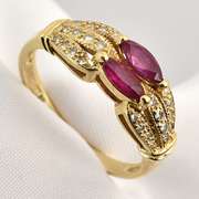 Nicely Styled Ruby & Diamond Ring
