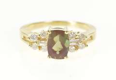 14K Yellow Gold Color Change Garnet Diamond Engagement Ring