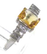 Sterling Silver Baguette Cut Citrine And crystals Ring