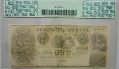 Gem Crisp 1800's $2 Merchants & Mechanics Bank Monroe Michigan PCGS 66!