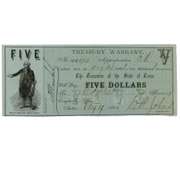 $5 Texas Treasury Warrant Aug 19 1862