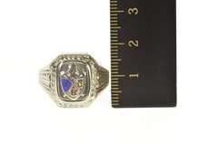 10K White Gold Knights of Pythias Art Deco Enamel Signet Ring