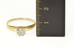10K Yellow Gold Round Floral Diamond Statement Raised Cluster Ring