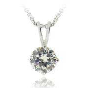 Silver Tone 1.25ct CZ Round Solitaire Necklace, 7mm