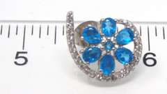 Blue Topaz Flower Style Stud Earrings