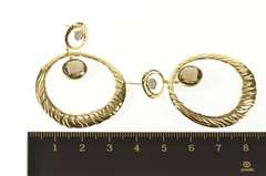 14K Yellow Gold Zebra Striped Smoky Quartz Diamond Statement Earrings