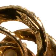 14 K Gold & Pearl Knot Design Bark Pin and Marcthing Earringsk Finish