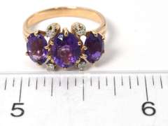 Amethyst & White Sapphire Ring in 14KT Yellow Gold