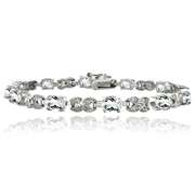 Silver Tone 7.15ct White Topaz & Diamond Accent X & Oval Bracelet