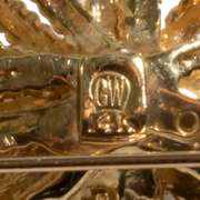 GW 14 K Yellow Gold Ruby &Diamonds Floral Spray Broach