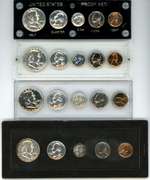 1956 & 3 1958 Silver Proof Sets in custom holders