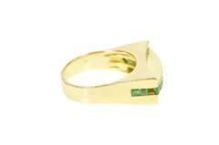 18K Yellow Gold 0.81 Ctw Emerald Diamond Squared Statement Ring
