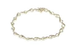 10K White Gold 1.00 Ctw Diamond Encrusted Wavy Link Tennis Bracelet