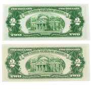 Two Star $ 2 US Notes 1928 D & 1953B Gem Uncirculated