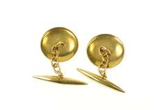 18K Yellow Gold Art Deco Blue Enamel Ornate Men's Cuff Links