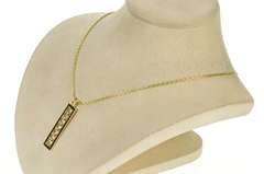 14K Yellow Gold Black Enamel Squared Vine Leaf Statement Pendant