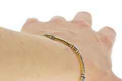 14K Yellow Gold Oval Princess Sapphire Diamond Accent Bracelet