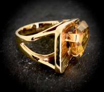 Architectural 14K Pentagonal Citrine Ring