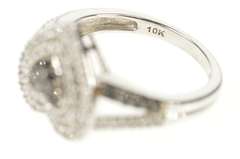 10K White Gold Pave Black & White Diamond Encrusted Heart Ring