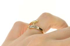 10K Yellow Gold Diamond Bypass Wrap Wedding Guard Band Ring