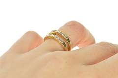14K Yellow Gold 0.40 Ctw Diamond Tiered Wrap Wedding Band Ring