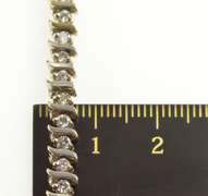 14K White Gold Diamond Inset Classic Wavy Link Tennis Bracelet