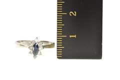 14K White Gold 0.40 Ctw Sapphire Diamond Halo Engagement Ring
