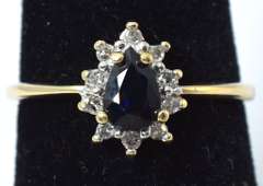 Dainty Sapphire & Diamond Ring in Yellow Gold