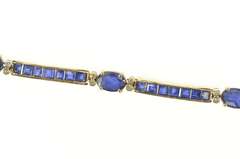 14K Yellow Gold Oval Princess Sapphire Diamond Accent Bracelet