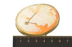 10K Yellow Gold Victorian Lady Cameo Diamond Necklace Pin/Brooch