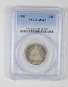 MS63 1891 Seated Liberty Quarter - Graded PCGS