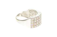 10K White Gold Pave Pink & White Cubic Zirconia Band Ring