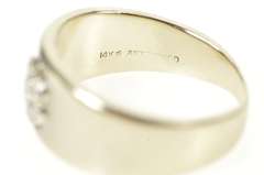 14K White Gold Round Diamond Cluster Retro Textured Band Ring