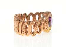 Gold Filled Retro Ornate Sim. Amethyst Ornate Scrollwork Bracelet